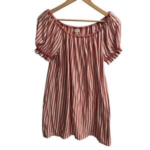 Max Studio Red and White Striped Puff Sleeve Blouse Top Size Small S